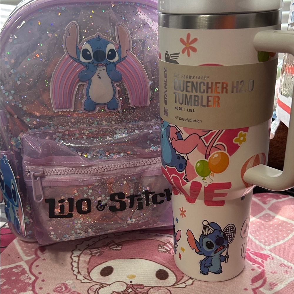 Purple Glitter Backpack and Stanley Set